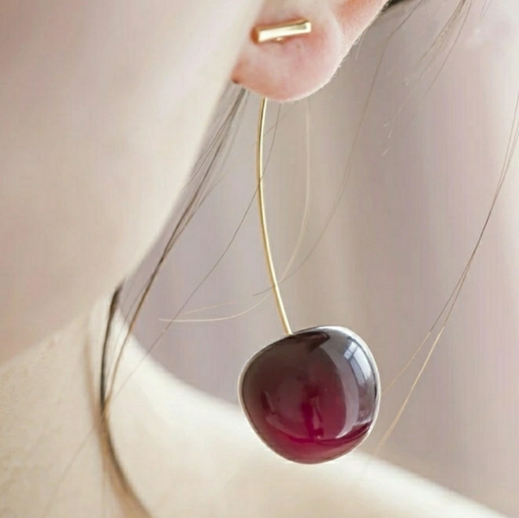 🍒 Dark Cherry Drop earrings - Picture 3 of 5